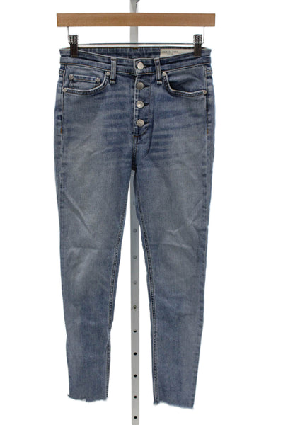 Rag & Bone Unisex Ankle Jeans Blue Cotton Mid Rise Button Size 24