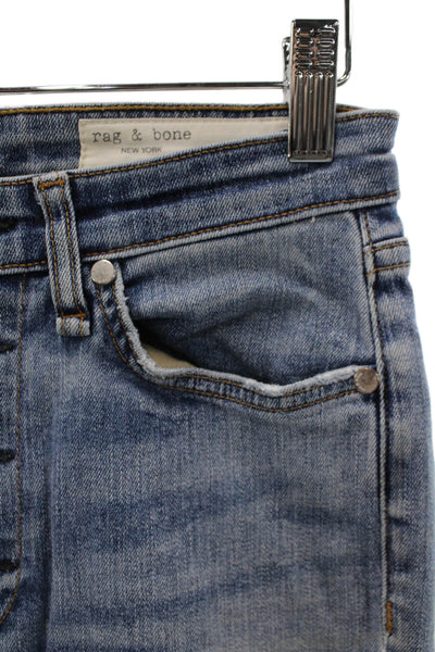 Rag & Bone Unisex Ankle Jeans Blue Cotton Mid Rise Button Size 24