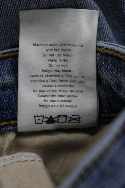 Rag & Bone Unisex Ankle Jeans Blue Cotton Mid Rise Button Size 24