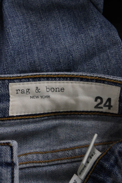 Rag & Bone Unisex Ankle Jeans Blue Cotton Mid Rise Button Size 24