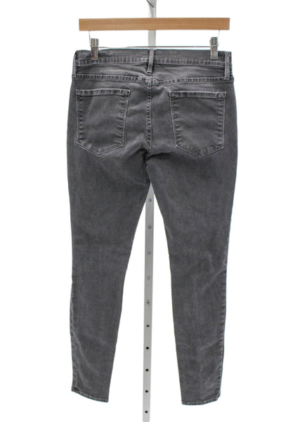 Frame Womens Skinny Gray Distressed Mid Rise Button Fly Cotton Jeans Size 30