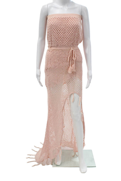 MINKPINK Women Pink Maxi Dress Square Neck Sleeveless Cotton Size S
