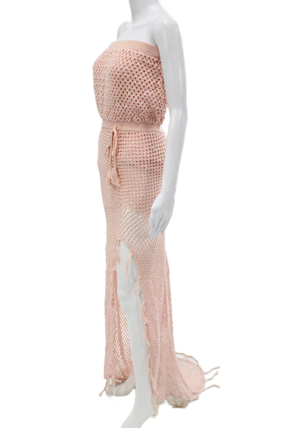 MINKPINK Women Pink Maxi Dress Square Neck Sleeveless Cotton Size S