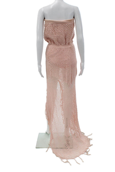 MINKPINK Women Pink Maxi Dress Square Neck Sleeveless Cotton Size S