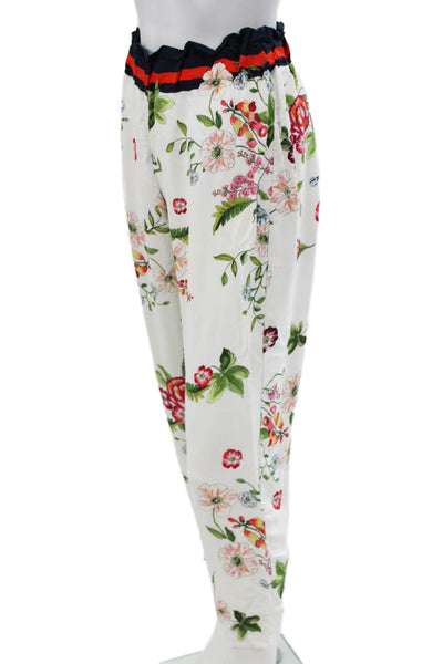 Muze Women White Floral Viscose Blend Capri Lounge Pants Size M