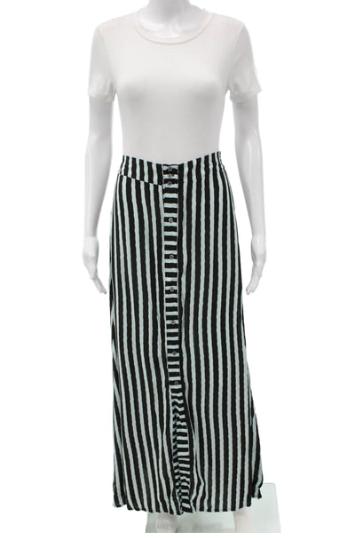 Maaji Women Maxi Skirt Black Striped Viscose Button Long Beach Size M