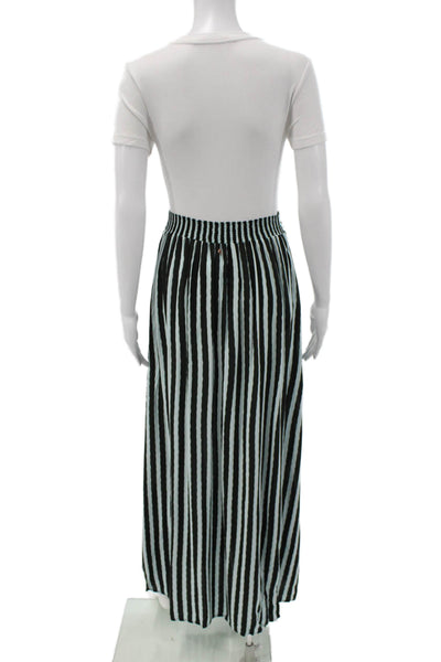 Maaji Women Maxi Skirt Black Striped Viscose Button Long Beach Size M