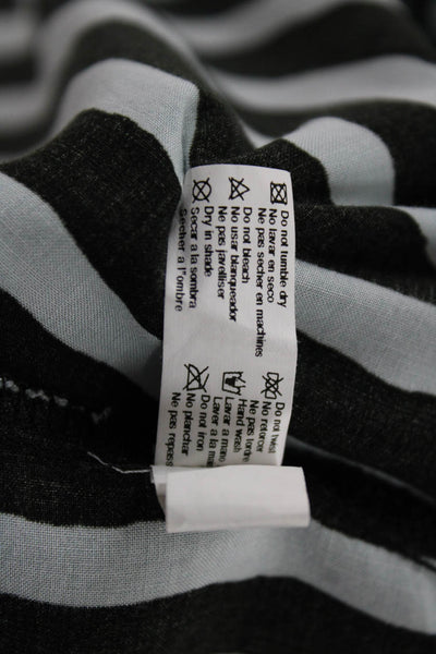 Maaji Women Maxi Skirt Black Striped Viscose Button Long Beach Size M