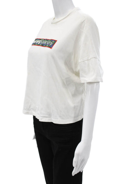 Opening Ceremony Unisex Cropped T-Shirt White Cotton Short Sleeve Size XS