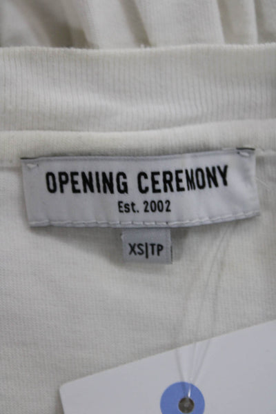 Opening Ceremony Unisex Cropped T-Shirt White Cotton Short Sleeve Size XS
