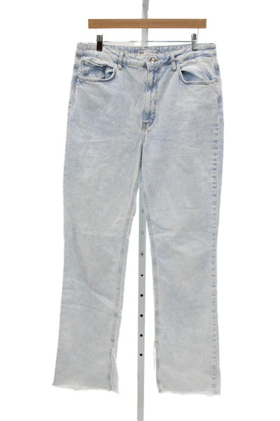 Zara Teens Straight Jeans Blue Mid-Rise Cotton 31in Inseam Size 12