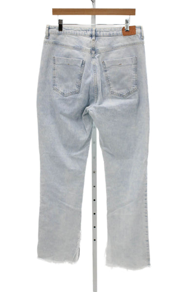 Zara Teens Straight Jeans Blue Mid-Rise Cotton 31in Inseam Size 12