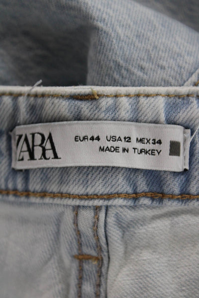 Zara Teens Straight Jeans Blue Mid-Rise Cotton 31in Inseam Size 12