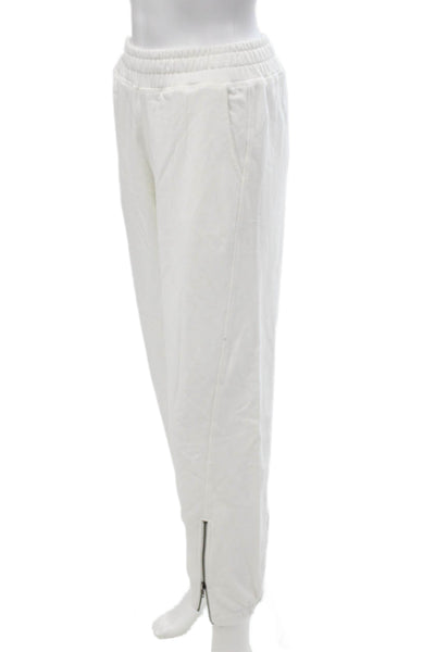 Elan Women Sleeveless Hoodie Lounge Set White Cotton Zip Size S