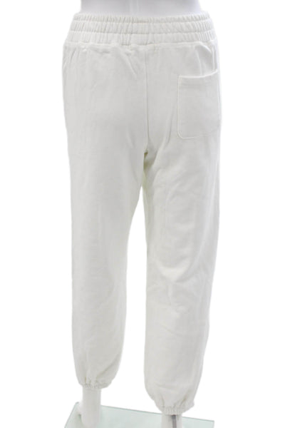 Elan Women Sleeveless Hoodie Lounge Set White Cotton Zip Size S