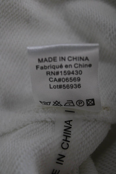 Elan Women Sleeveless Hoodie Lounge Set White Cotton Zip Size S