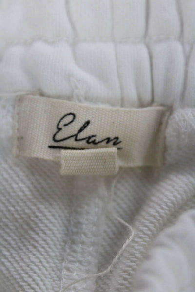 Elan Women Sleeveless Hoodie Lounge Set White Cotton Zip Size S
