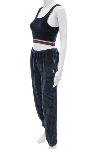 Kule Women Crop Top Lounge Set Blue Sleeveless Elastic Waist Size S