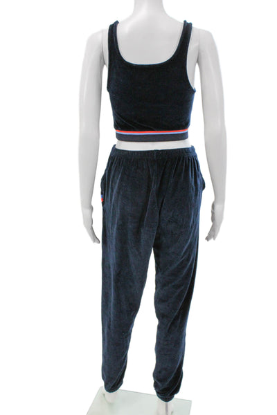 Kule Women Crop Top Lounge Set Blue Sleeveless Elastic Waist Size S