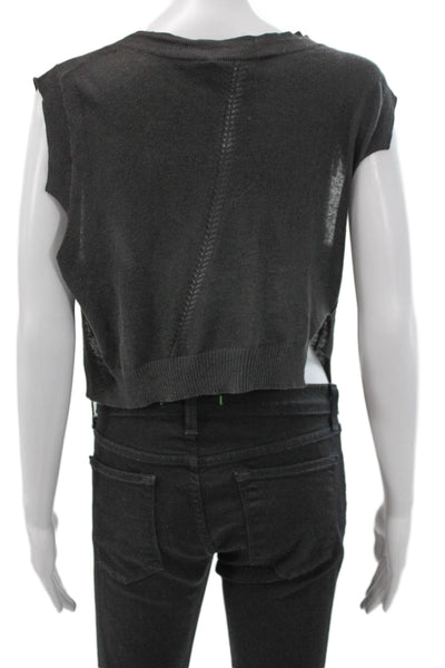 Allsaints Unisex Waistcoat Gray Cotton Scoop Neck Sleeveless Grunge Size 8