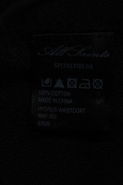 Allsaints Unisex Waistcoat Gray Cotton Scoop Neck Sleeveless Grunge Size 8