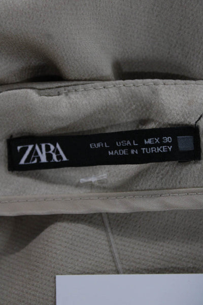Zara Womens Beige Wrap Midi Skirt Tie Waist Polyester Size L