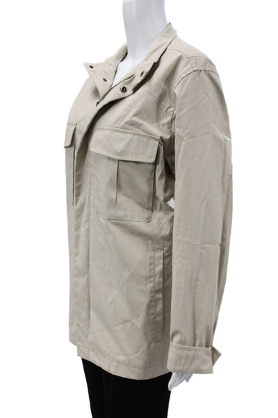 Theory Mens Military Jacket Beige Cotton Zip Size L