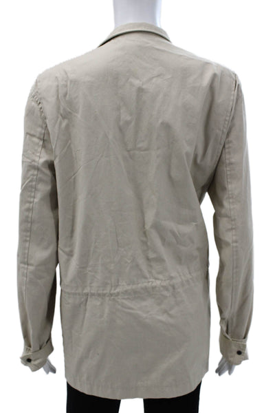 Theory Mens Military Jacket Beige Cotton Zip Size L