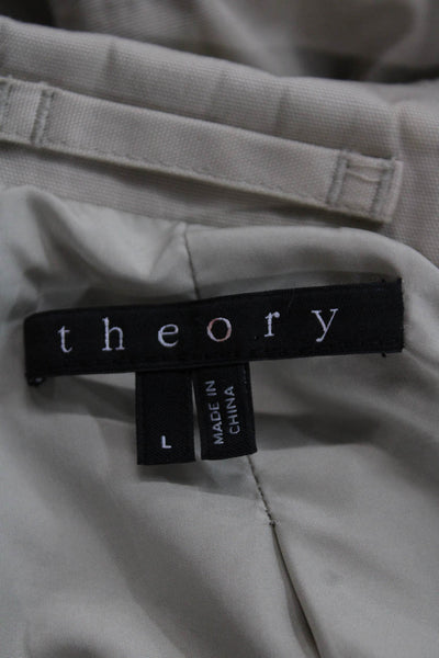 Theory Mens Military Jacket Beige Cotton Zip Size L