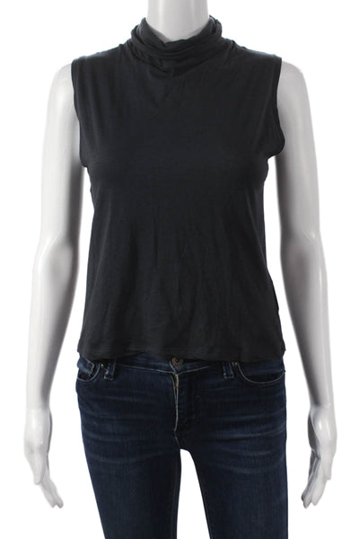 S Max Mara Women Basic Black Cowl Neck Sleeveless Tank Cotton Size S