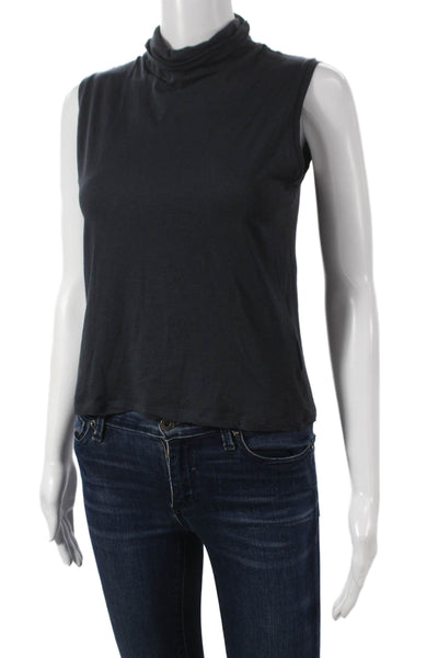 S Max Mara Women Basic Black Cowl Neck Sleeveless Tank Cotton Size S