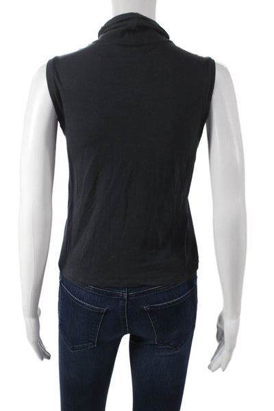 S Max Mara Women Basic Black Cowl Neck Sleeveless Tank Cotton Size S