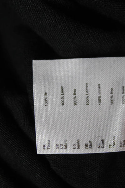 Maje Women Black Linen Sleeveless Basic Tank Round Neck Size 3