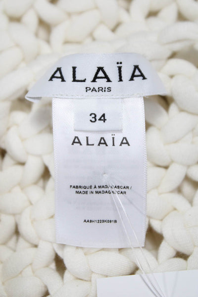 Alaia Women Cropped Tank White Cotton Sleeveless Round Neck Size 34