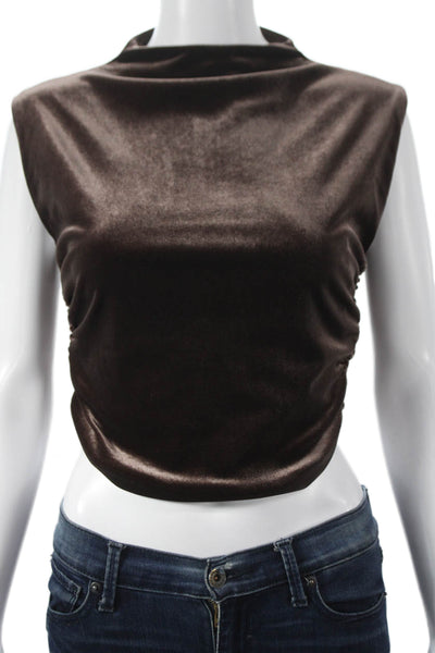 Reformation Womens Cropped Tank Top Cowl Neck Brown Sleeveless Size XS
