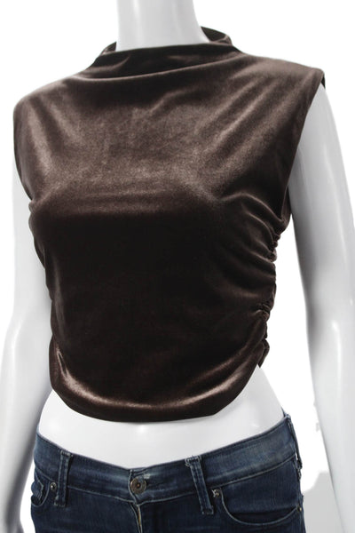 Reformation Womens Cropped Tank Top Cowl Neck Brown Sleeveless Size XS