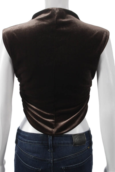 Reformation Womens Cropped Tank Top Cowl Neck Brown Sleeveless Size XS