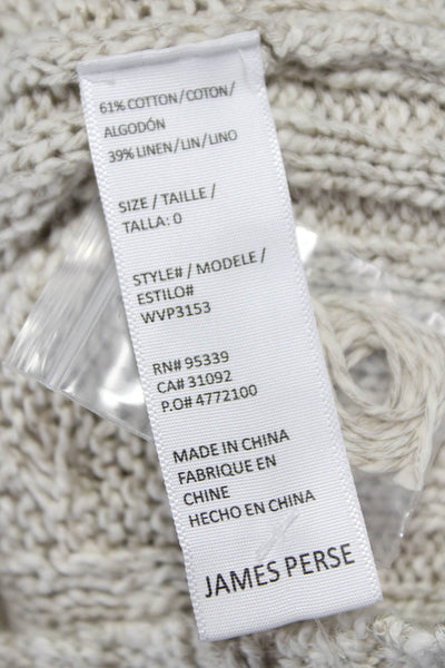 James Perse Women Cable Knit Sleeveless Tank Crewneck Beige Cotton Blend Size 0