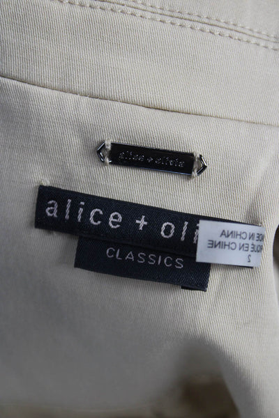 Alice + Olivia Womens Pantsuit Beige Long Sleeve Lyocell Size 2