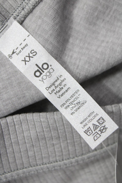Alo Yoga Women Ankle Striped Gray Polyester Blend Yoga Leggings Size 2XS