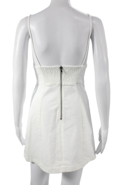 Alice + Olivia Women Mini Dress White Cotton V Neck Sleeveless Knee Size 0