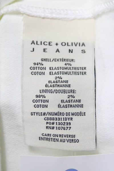 Alice + Olivia Women Mini Dress White Cotton V Neck Sleeveless Knee Size 0
