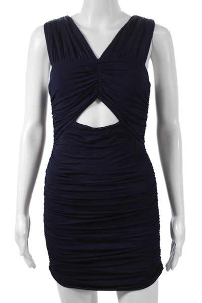 Love Shack Fancy Women Blue Rayon V-Neck Sleeveless Bodycon Mini Dress Size 0P