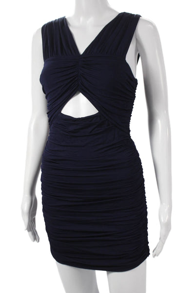 Love Shack Fancy Women Blue Rayon V-Neck Sleeveless Bodycon Mini Dress Size 0P