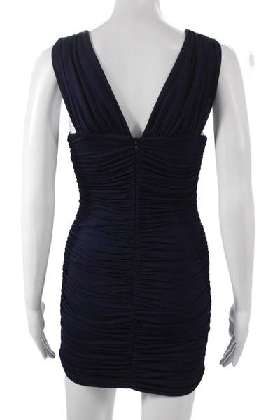 Love Shack Fancy Women Blue Rayon V-Neck Sleeveless Bodycon Mini Dress Size 0P