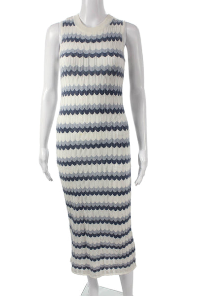 Goldie Women Maxi Dress Multicolor Chevron Round Neck Sleeveless Size XS