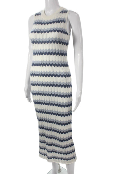 Goldie Women Maxi Dress Multicolor Chevron Round Neck Sleeveless Size XS
