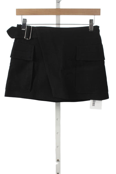 A.L.C. Womens Cargo Mini Skirt Black Viscose Buckle Size 0