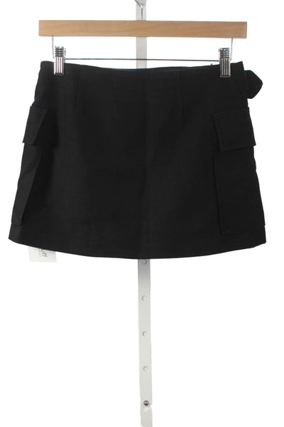 A.L.C. Womens Cargo Mini Skirt Black Viscose Buckle Size 0
