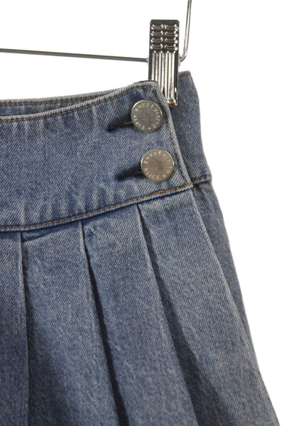 Alice + Olivia Womens Pleated Blue Cotton Mini Skort Button Size 25